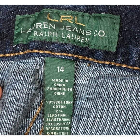 Lauren Ralph Lauren Jeans Bootcut Womens 14 Stretch Dark Wash Embroidery Pockets - Picture 11 of 13